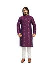 Purple Colour Regal Style Art Silk Butti Embroidery Work Festive Wear Kurta Pajama 1009